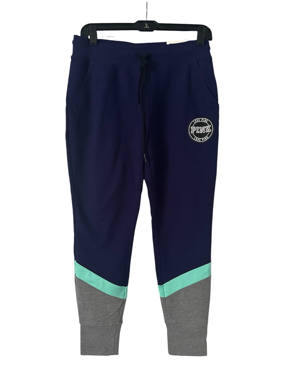 Victoria's Secret PINK Navy Joggers with Mint and Gray Colorblock size small
